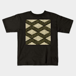 Retro Diamond Shape Black and Tan Pattern - Minimalist Kids T-Shirt